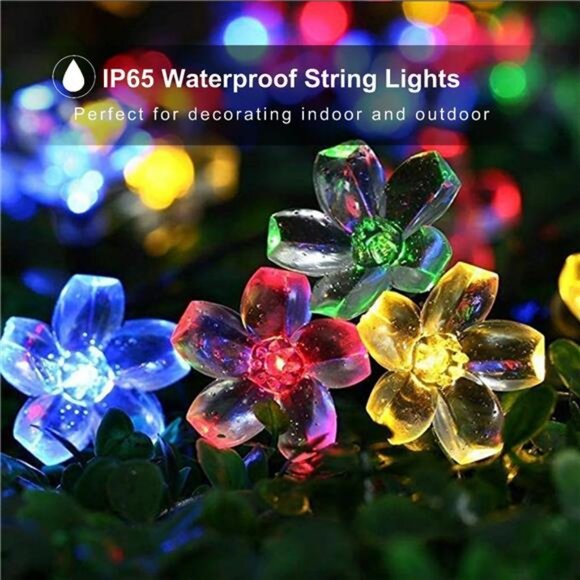 Solar String Flower Lights Outdoor 100 LED 40Ft Multi-Color Fairy Lights - Picture 3 of 7
